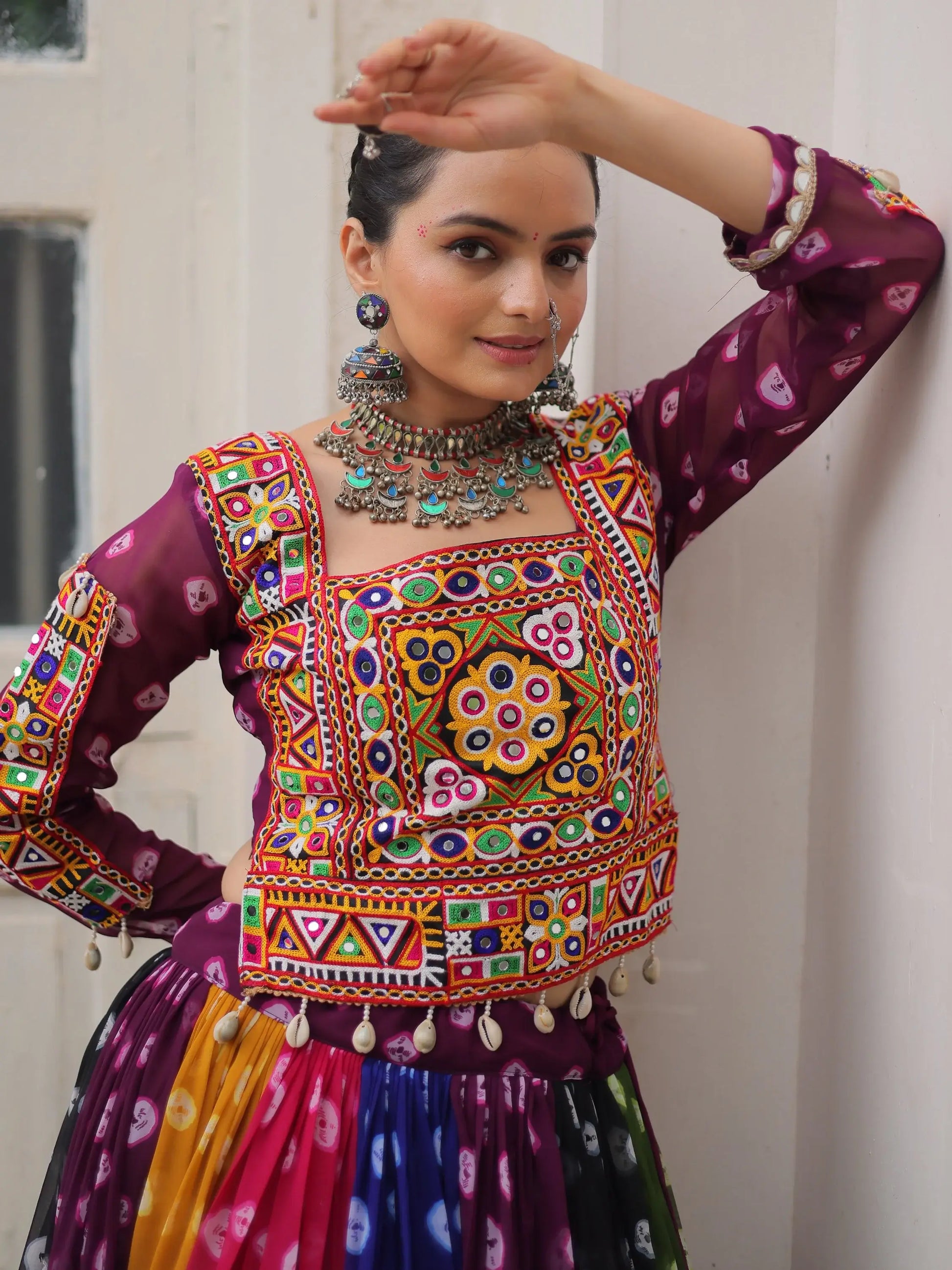 Incredible Multi-Color Bandhani Printed Georgette Navratri Special Lehenga With Blouse - Zeel Clothing