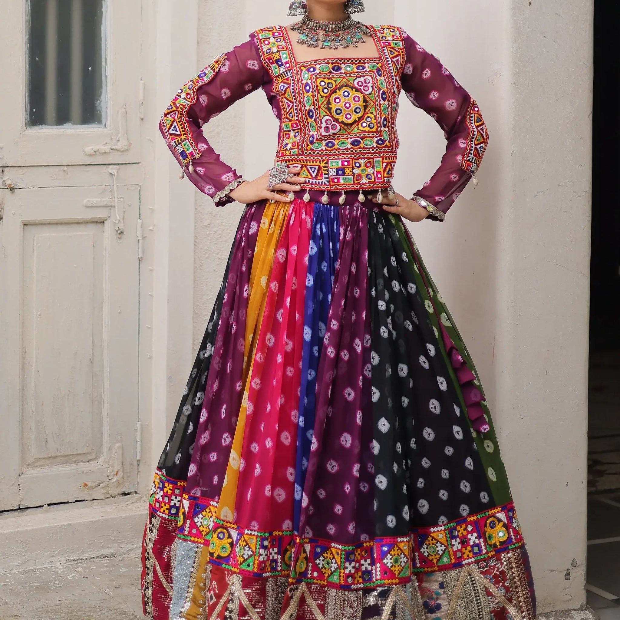 Incredible Multi-Color Bandhani Printed Georgette Navratri Special Lehenga With Blouse - Zeel Clothing