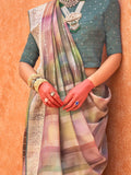 Incredible Multi-Color Foil Printed Silk Event Wear Saree With Blouse - Zeel Clothing