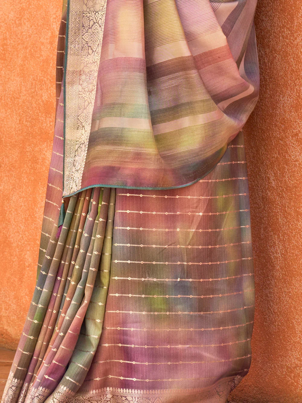 Incredible Multi-Color Foil Printed Silk Event Wear Saree With Blouse - Zeel Clothing