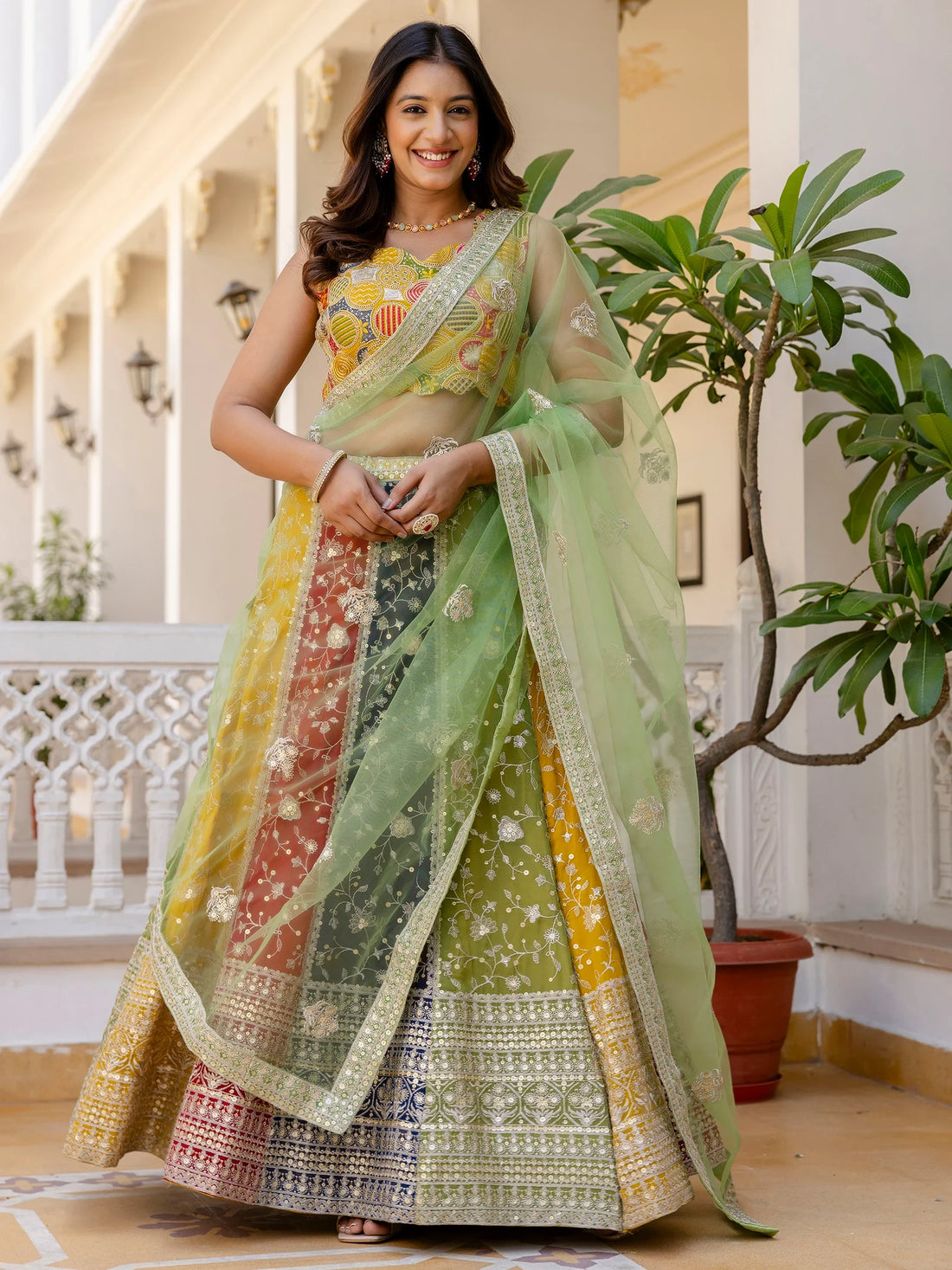 Incredible Multi-Color Sequins Georgette Wedding Lehenga Choli - Zeel Clothing
