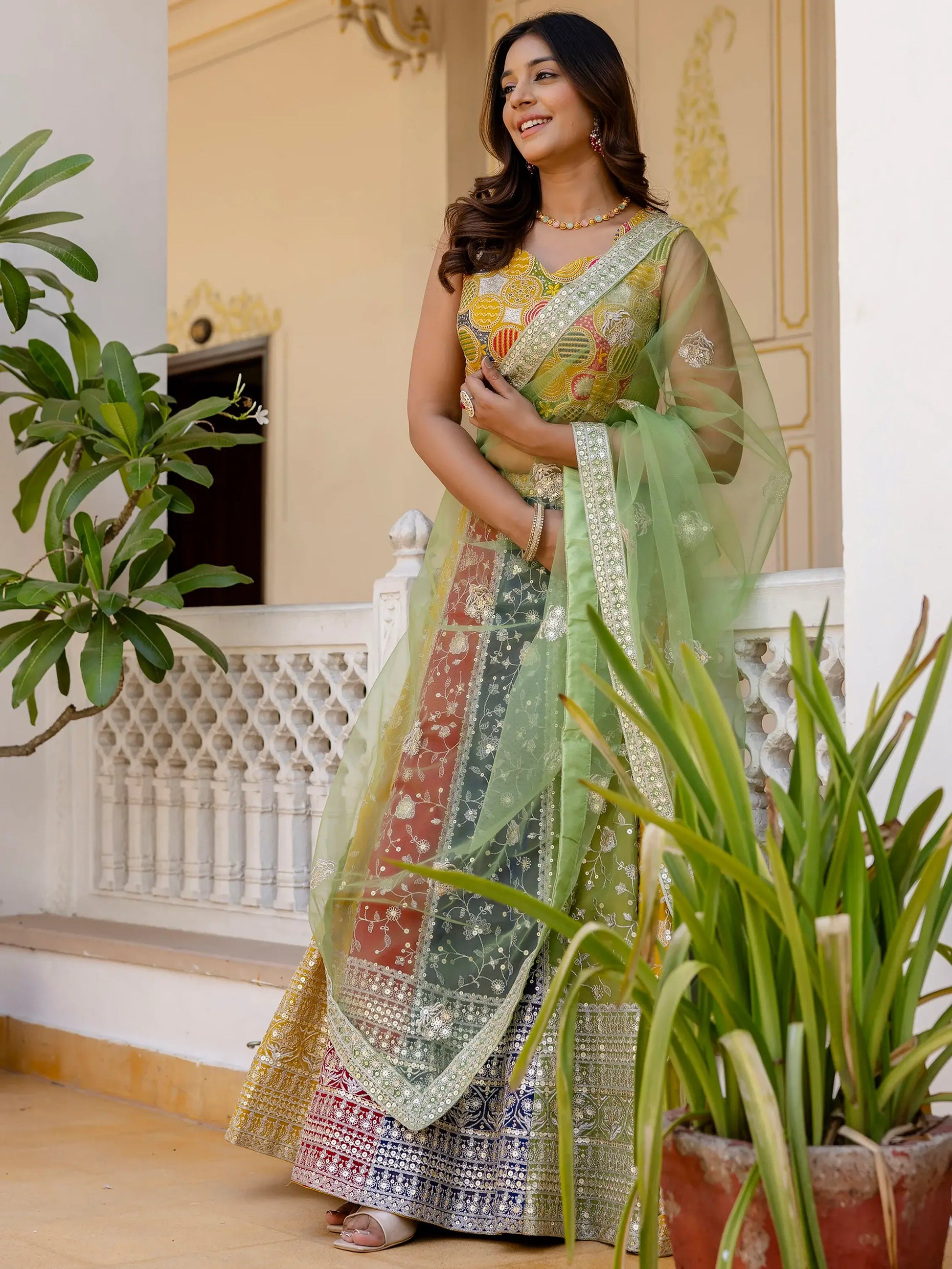 Incredible Multi-Color Sequins Georgette Wedding Lehenga Choli - Zeel Clothing