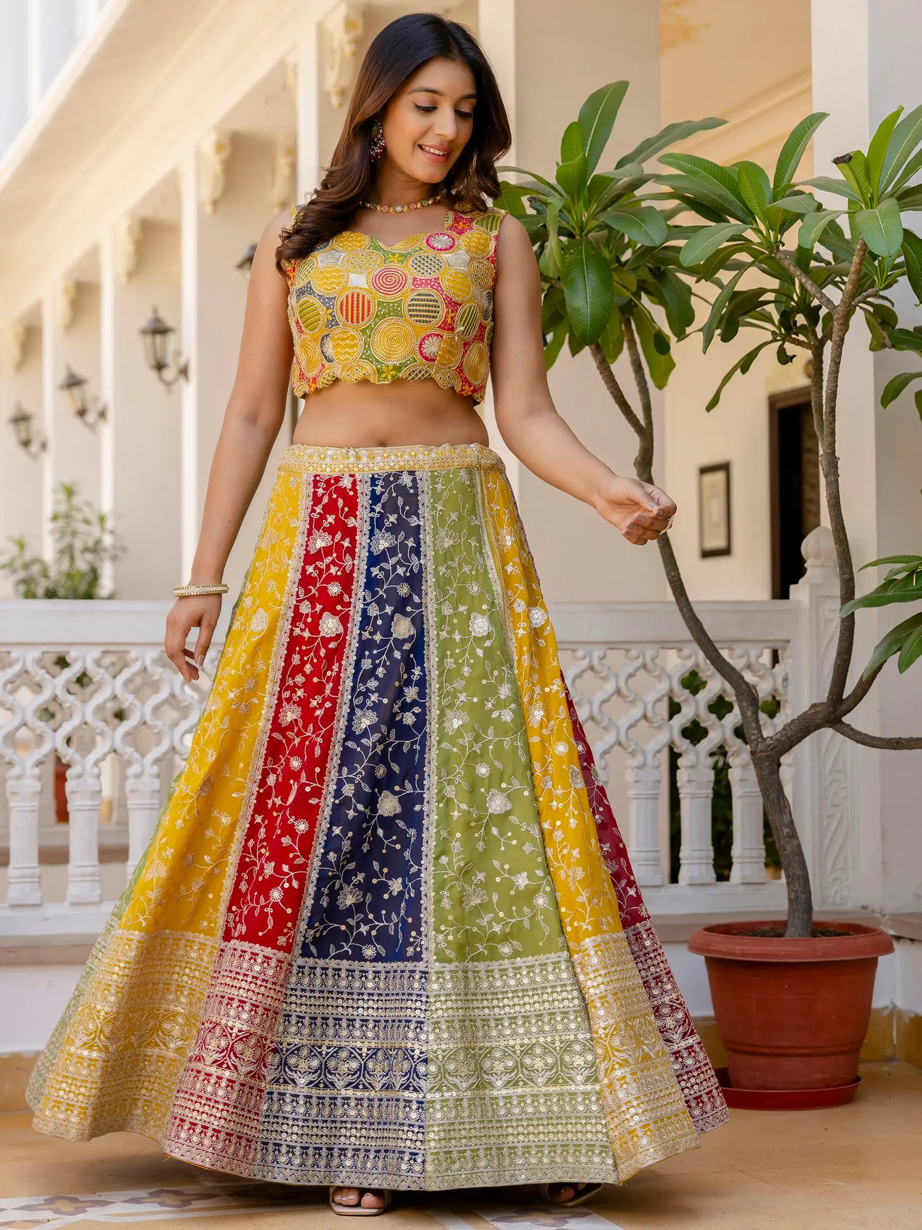 Incredible Multi-Color Sequins Georgette Wedding Lehenga Choli - Zeel Clothing