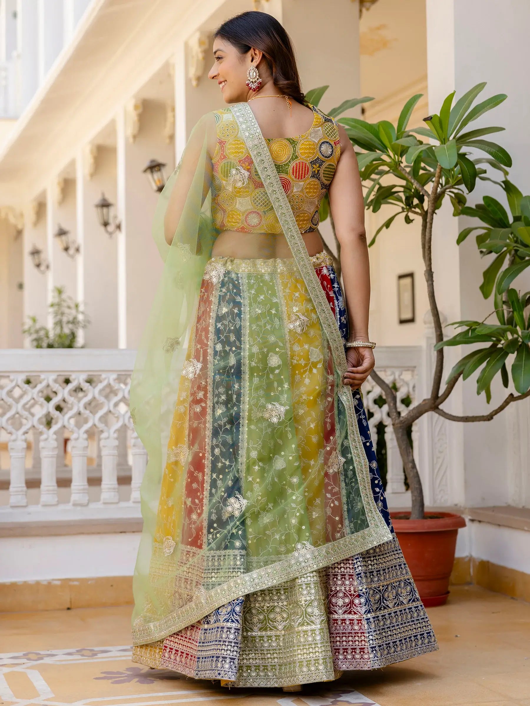 Incredible Multi-Color Sequins Georgette Wedding Lehenga Choli - Zeel Clothing