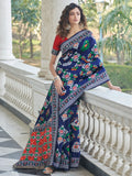 Incredible Navy Blue Patola Weaving Silk Wedding Wear Saree - Zeel Clothing