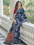 Incredible Navy Blue Patola Weaving Silk Wedding Wear Saree - Zeel Clothing