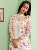 Incredible Off-White Embroidered Georgette Jacket Salwar Suit - Zeel Clothing