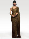 Incredible Olive Green Sequins Event Wear Saree With Blouse - Zeel Clothing