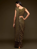 Incredible Olive Green Sequins Event Wear Saree With Blouse - Zeel Clothing