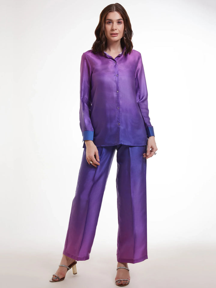 Incredible Ombre Purple Satin Party Wear Co-Ord Set