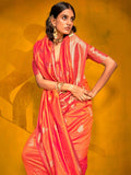 Incredible Orange Zari Weaving Silk Festival Wear Saree With Blouse - Zeel Clothing