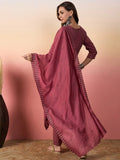 Incredible Pink Embroidered Silk Festival Wear Pant Suit With Dupatta - Zeel Clothing