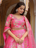 Incredible Pink Embroidery Silk Engagement Wear Lehenga Choli - Zeel Clothing