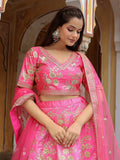 Incredible Pink Embroidery Silk Engagement Wear Lehenga Choli - Zeel Clothing