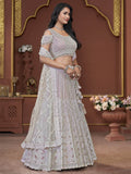 Incredible Pink Jarkan Work Net Engagement Wear Lehenga Choli - Zeel Clothing