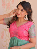 Incredible Pink Pearl Work Organza Party Wear Gown - Zeel Clothing