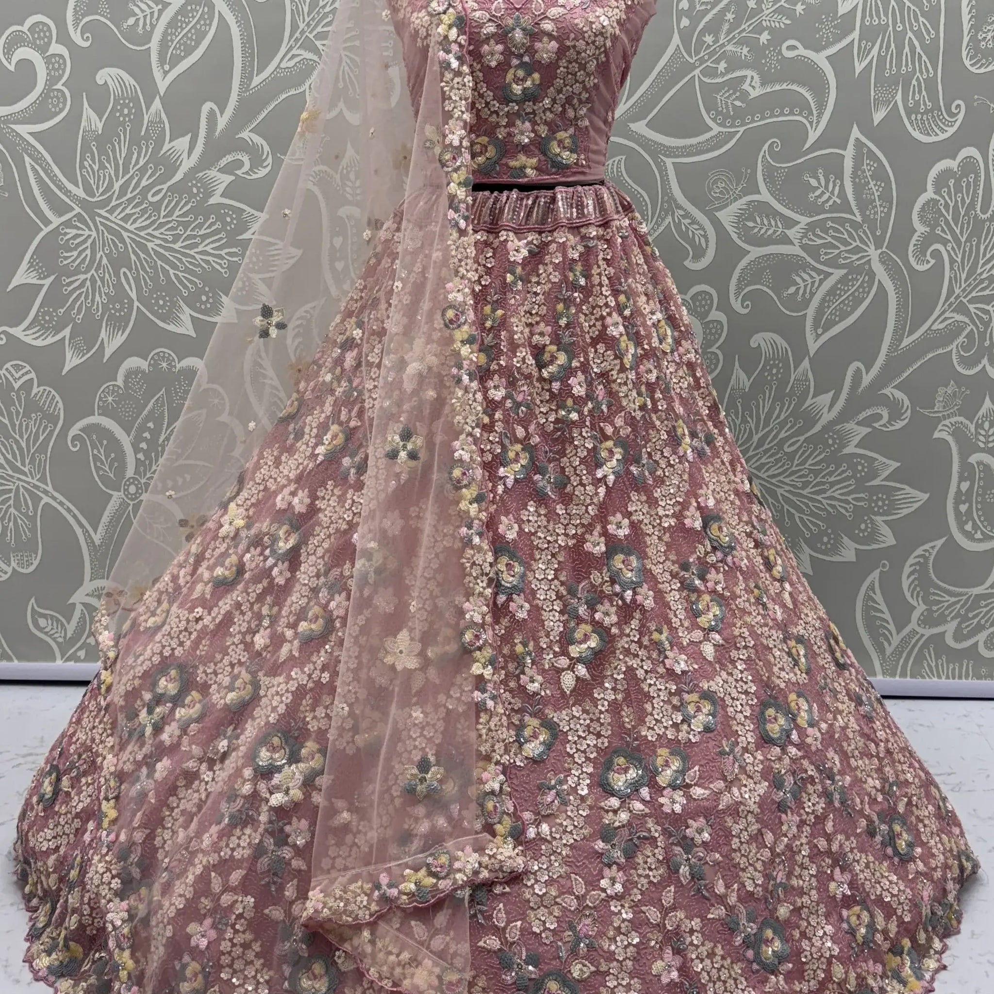 Incredible Pink Sequins Embroidery Net Bridesmaid Lehenga Choli With Dupatta - Zeel Clothing