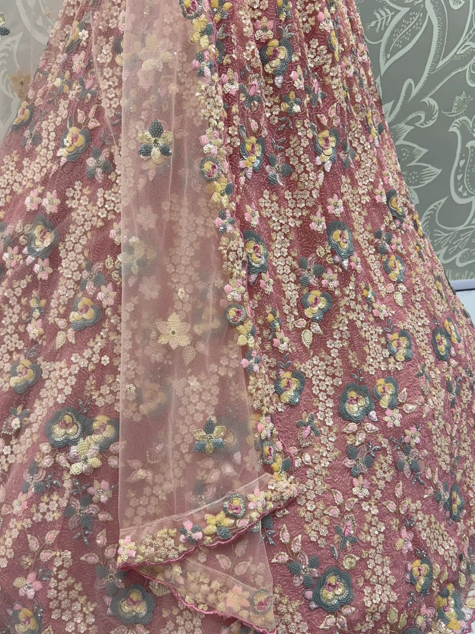 Incredible Pink Sequins Embroidery Net Bridesmaid Lehenga Choli With Dupatta - Zeel Clothing