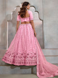 Incredible Pink Sequins Net Engagement Wear Lehenga Choli With Dupatta - Zeel Clothing