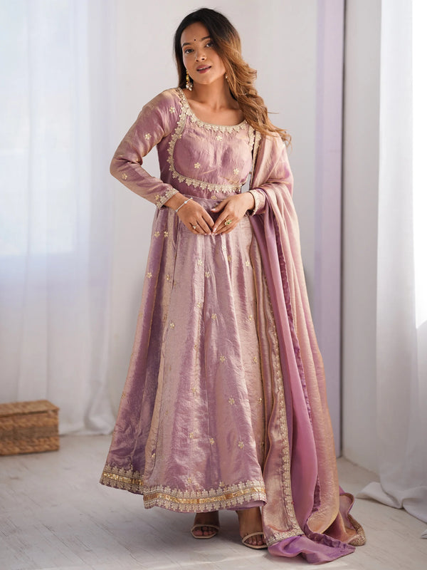 Incredible Pink Sequins Silk Festival Wear Gown With Dupatta - Zeel Clothing