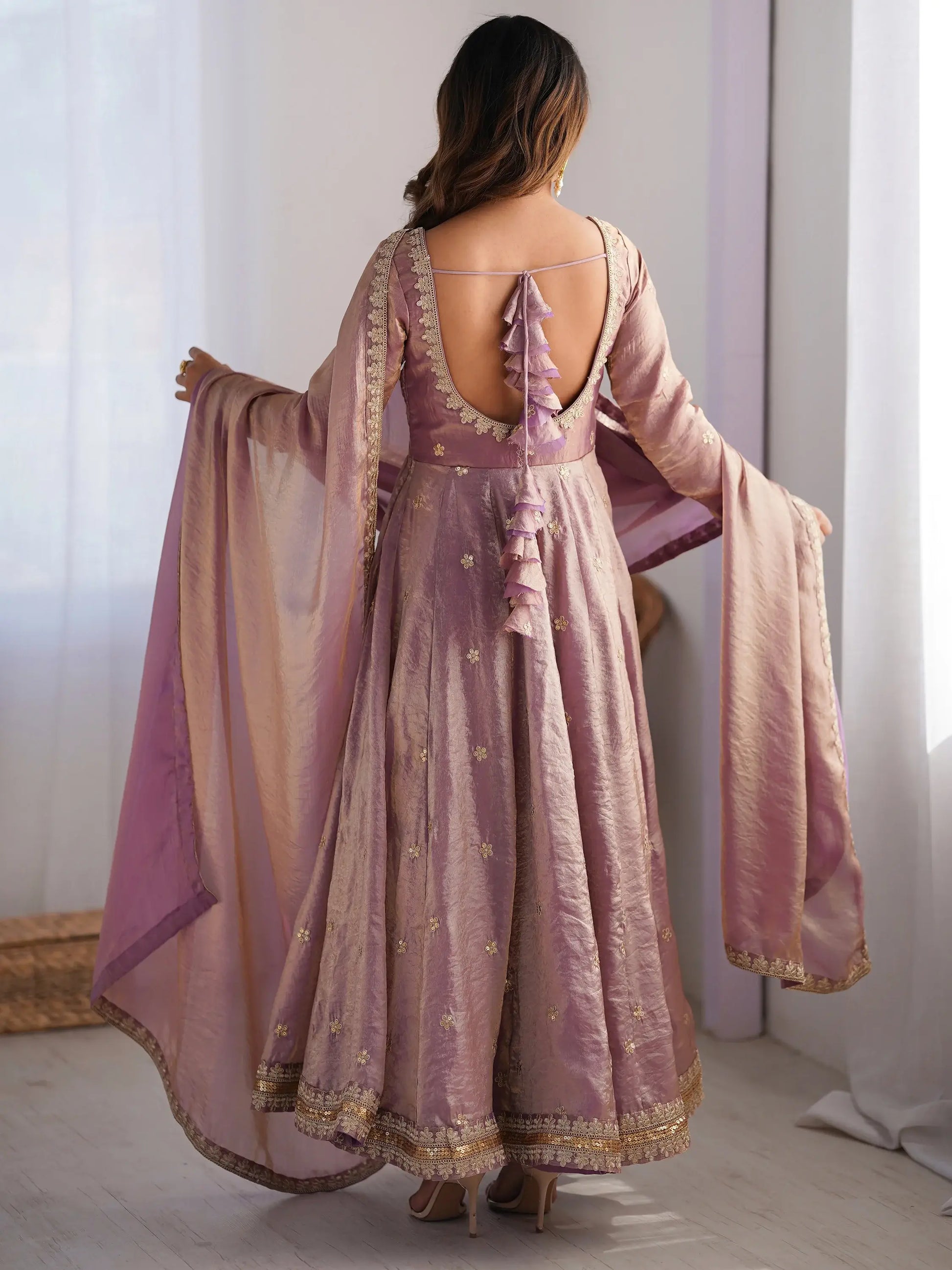 Incredible Pink Sequins Silk Festival Wear Gown With Dupatta - Zeel Clothing