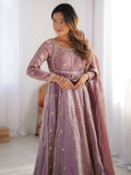 Incredible Pink Sequins Silk Festival Wear Gown With Dupatta - Zeel Clothing