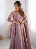Incredible Pink Sequins Silk Festival Wear Gown With Dupatta - Zeel Clothing
