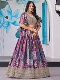 Incredible Purple Embroidered Chinon Event Wear Lehenga Choli With Dupatta - Zeel Clothing