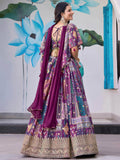 Incredible Purple Embroidered Chinon Event Wear Lehenga Choli With Dupatta - Zeel Clothing