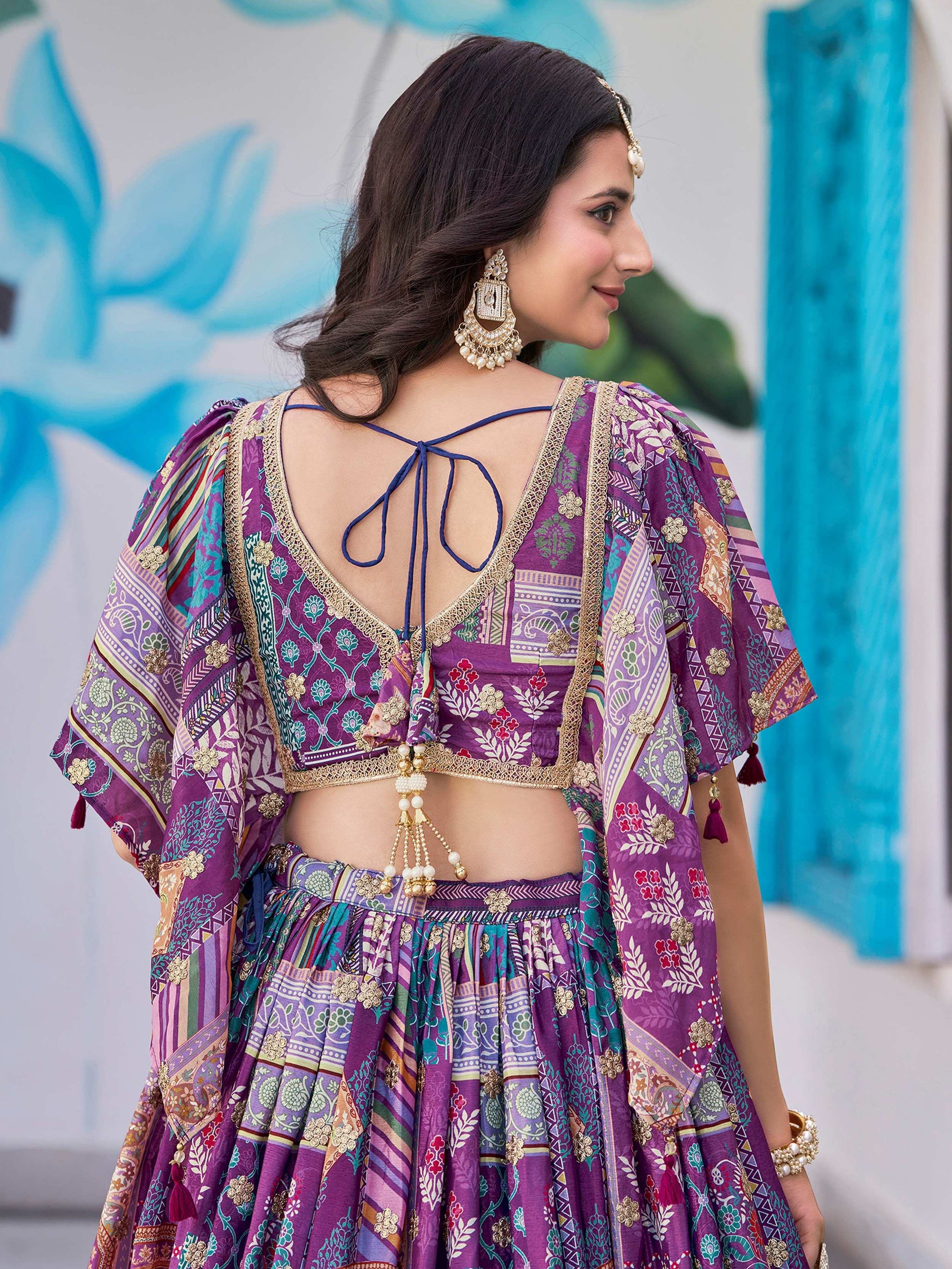 Incredible Purple Embroidered Chinon Event Wear Lehenga Choli With Dupatta - Zeel Clothing