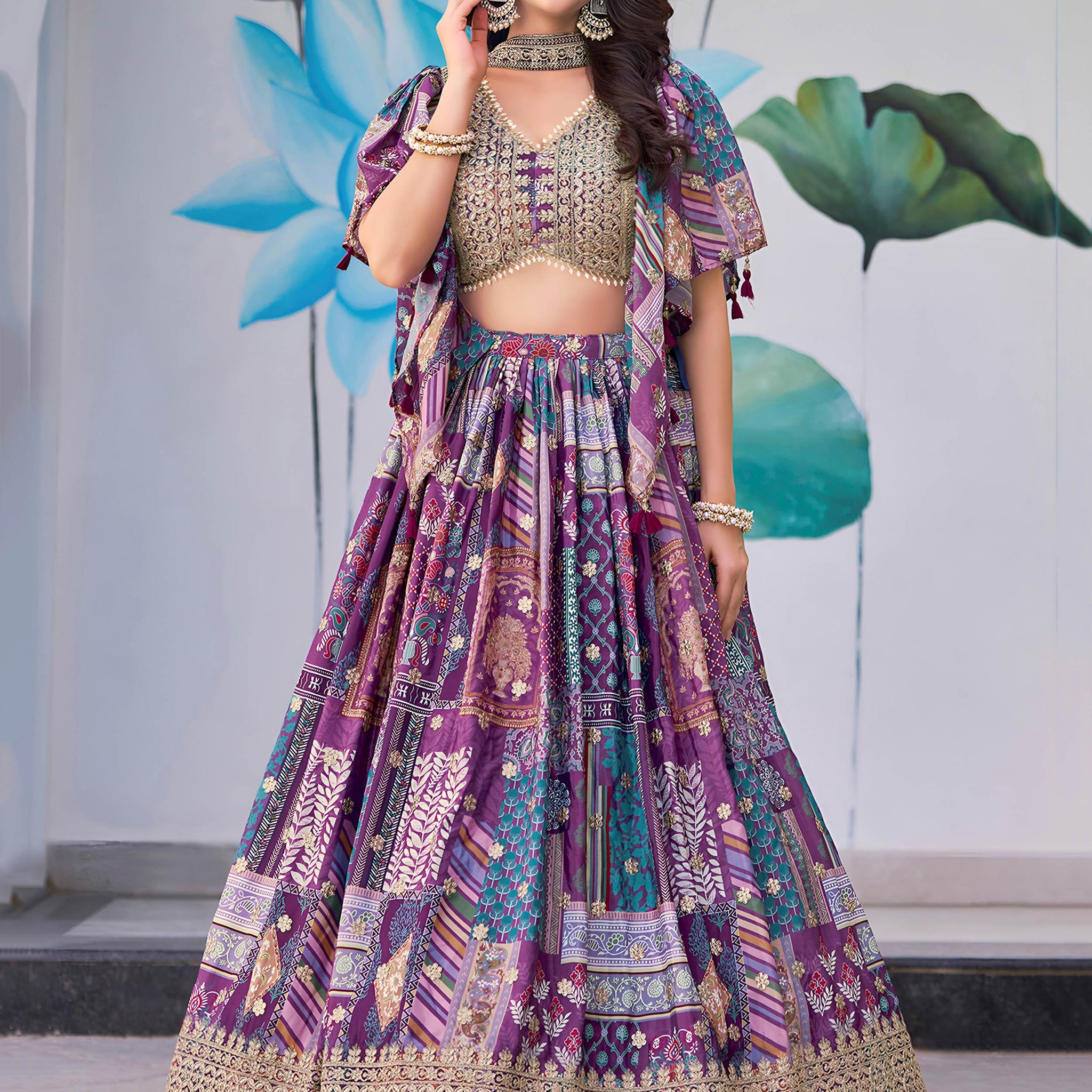 Incredible Purple Embroidered Chinon Event Wear Lehenga Choli With Dupatta - Zeel Clothing