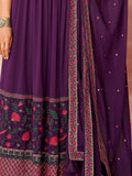 Incredible Purple Embroidered Georgette Festival Wear Palazzo Suit - Zeel Clothing