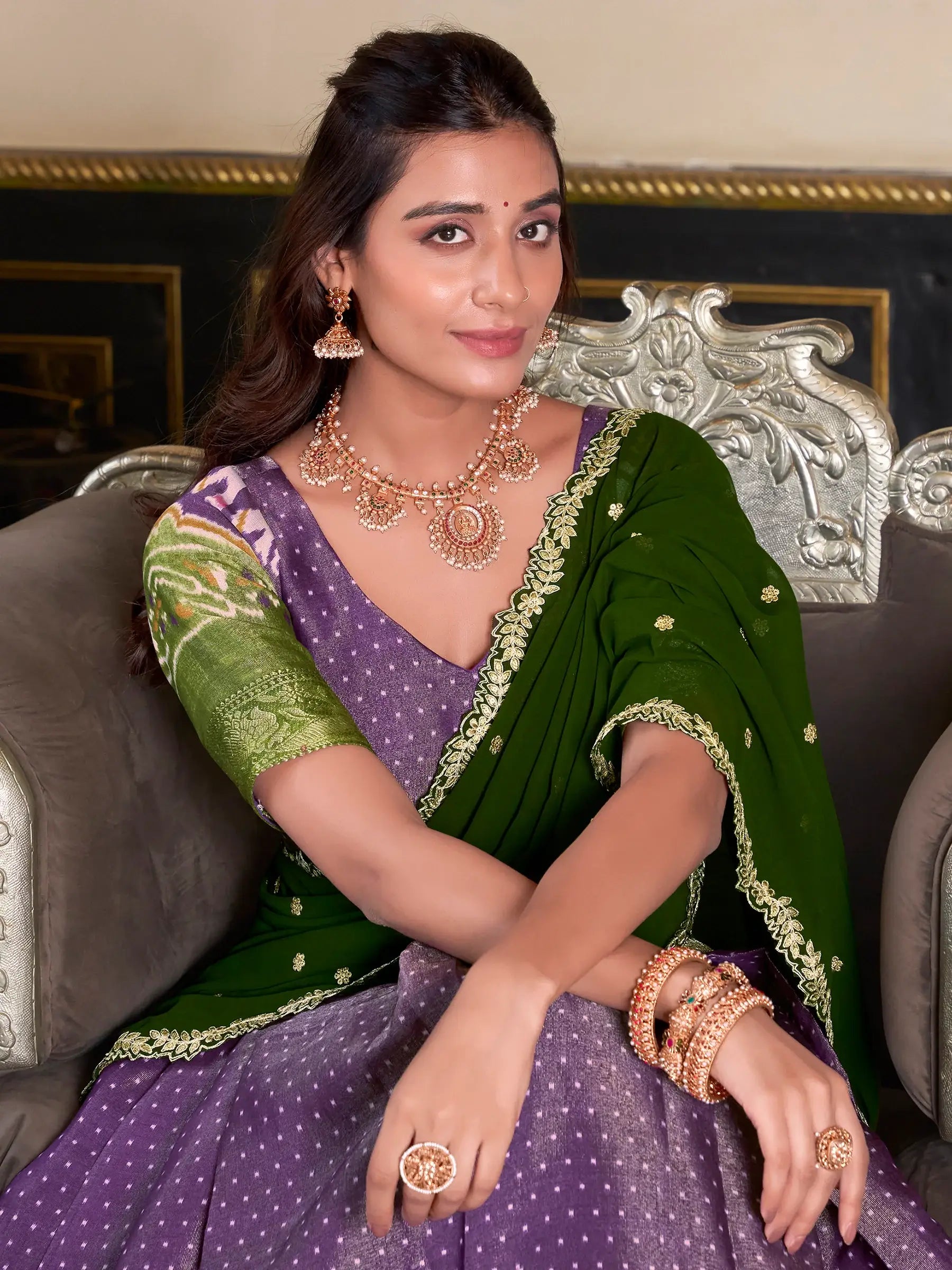 Incredible Purple Patola Printed Kanchipuram Traditional Lehenga Choli - Zeel Clothing
