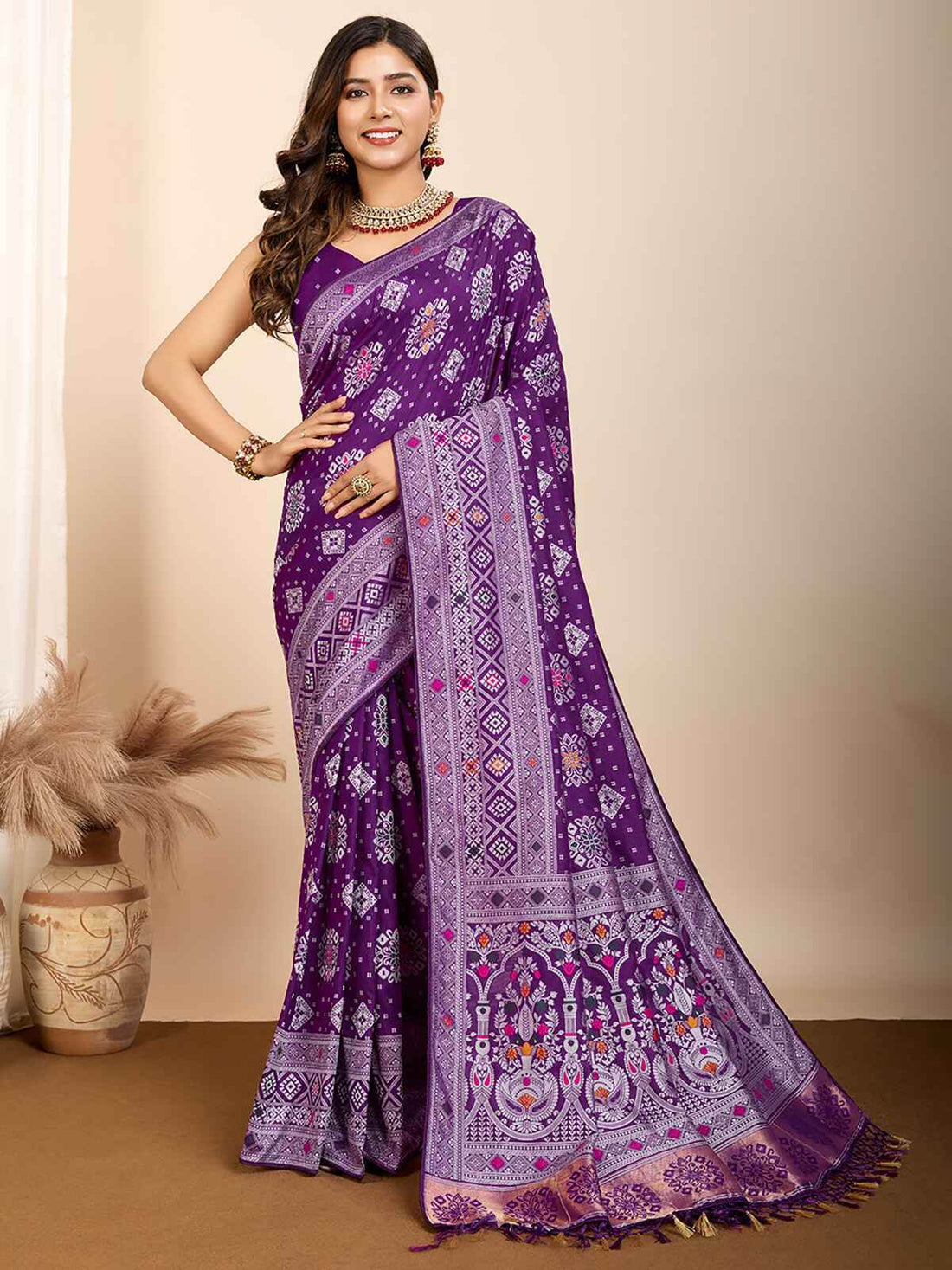 Incredible Purple Zari Weaving Silk Festival Wear Saree With Blouse - Zeel Clothing