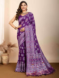 Incredible Purple Zari Weaving Silk Festival Wear Saree With Blouse - Zeel Clothing