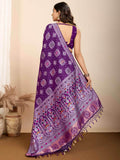 Incredible Purple Zari Weaving Silk Festival Wear Saree With Blouse - Zeel Clothing