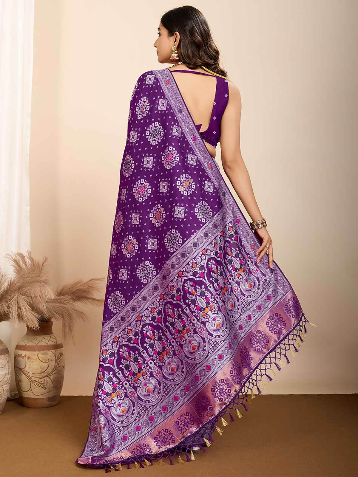 Incredible Purple Zari Weaving Silk Festival Wear Saree With Blouse - Zeel Clothing