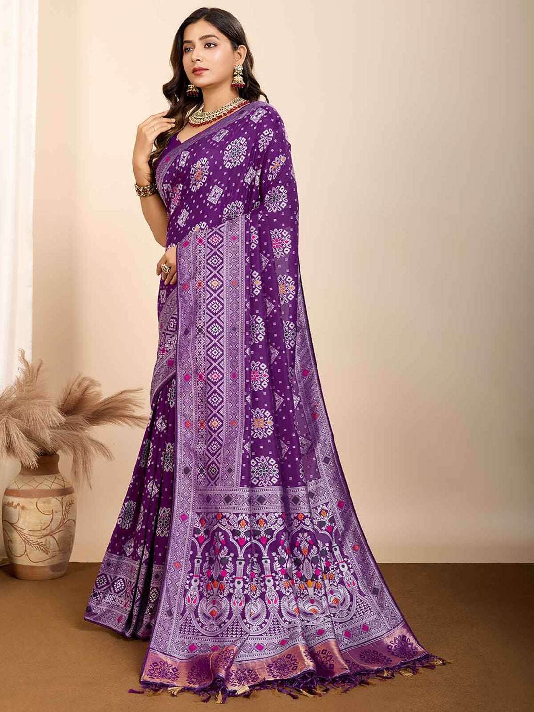 Incredible Purple Zari Weaving Silk Festival Wear Saree With Blouse - Zeel Clothing