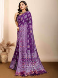 Incredible Purple Zari Weaving Silk Festival Wear Saree With Blouse - Zeel Clothing