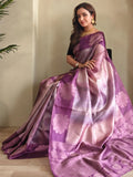 Incredible Purple Zari Weaving Silk Festive Wear Saree With Blouse - Zeel Clothing