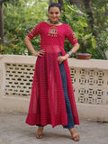 Incredible Red Kutchi Patch Work Georgette Traditional Side Slit Kurti - Zeel Clothing