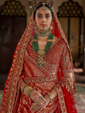 Incredible Red Sequins Work Silk Bridal Lehenga Choli With Double Dupatta