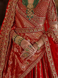 Incredible Red Sequins Work Silk Bridal Lehenga Choli With Double Dupatta