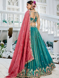 Incredible Sea-Green Sequins Satin Lehenga Choli With Dupatta - Zeel Clothing