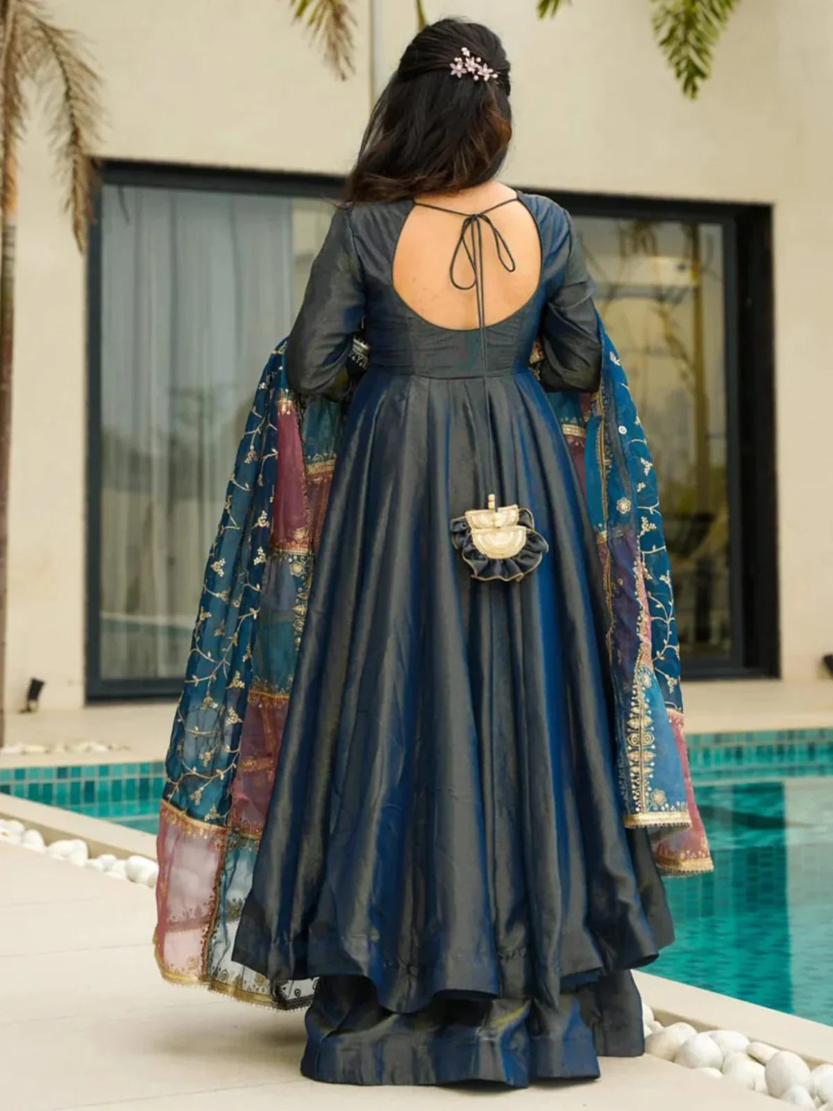 Incredible Teal Blue Silk Festival Wear Palazzo Suit With Dupatta - Zeel Clothing