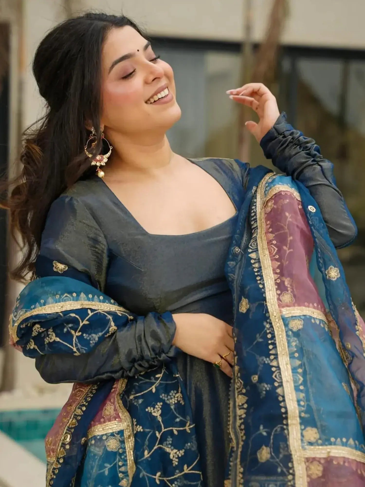 Incredible Teal Blue Silk Festival Wear Palazzo Suit With Dupatta - Zeel Clothing