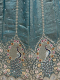 Incredible Teal Blue Thread Embroidered Silk Wedding Lehenga Choli With Dupatta
