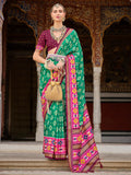 Incredible Teal Green Printed Silk Festival Wear Saree With Blouse - Zeel Clothing