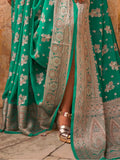 Incredible Teal Green Zari Weaving Georgette Traditional Saree - Zeel Clothing