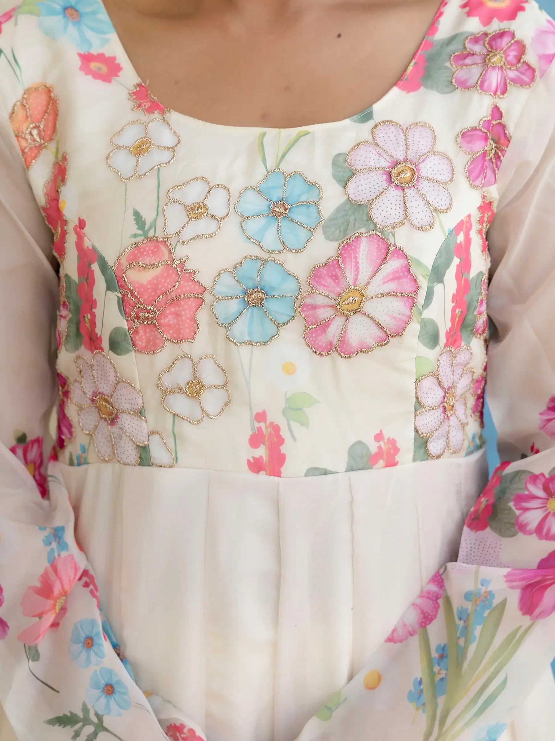 Incredible White Floral Printed Organza Traditional Pant Suit - Zeel Clothing